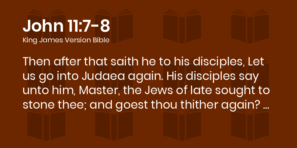 John 11:7-8 KJV - Then after that saith he to his disciples, Let us go into  Judaea again.